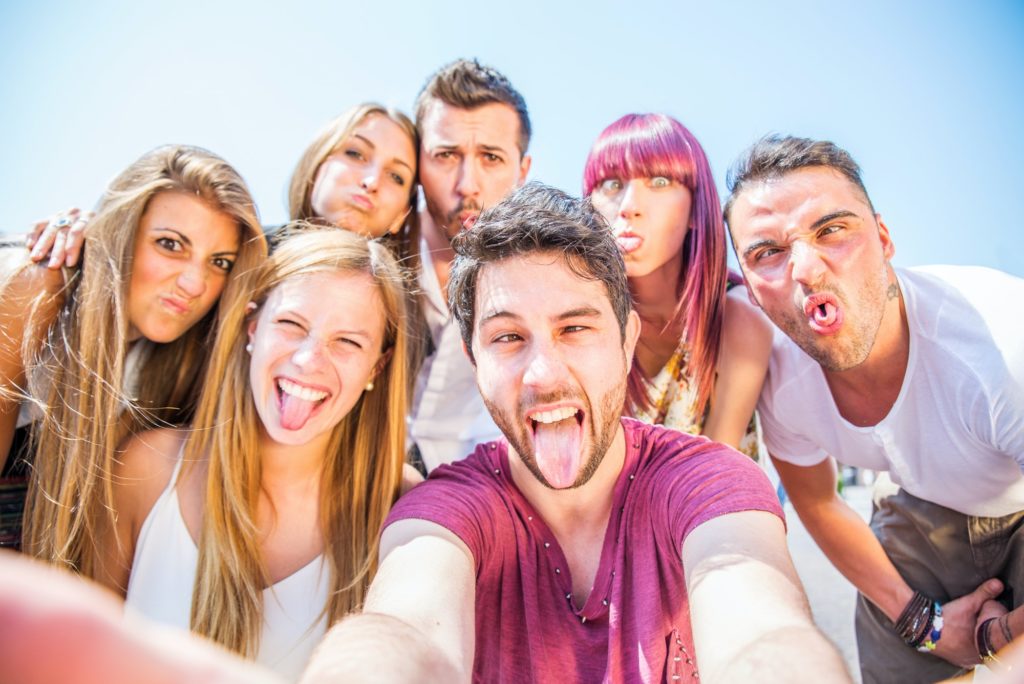 Group of happy friends having fun